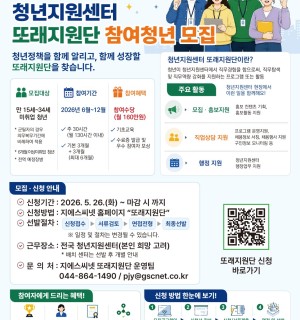 [고용노동부] 2026년 청년지원센터 또래지원단 모집